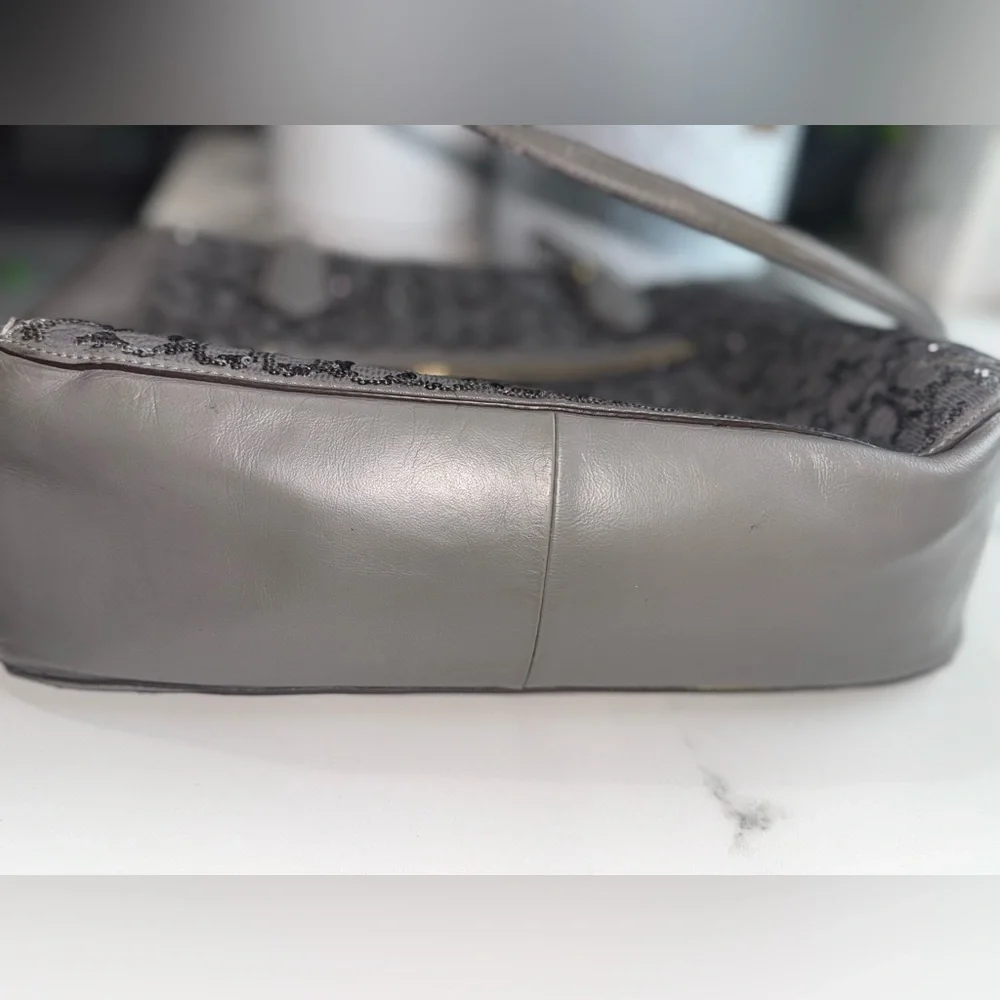 Coach Charcoal Gray Sequin 2-Way Leather Tote Bag